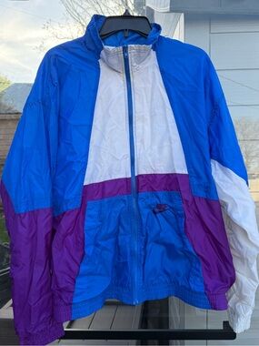 Nike Blue & White Colorblock Windbreaker Jacket